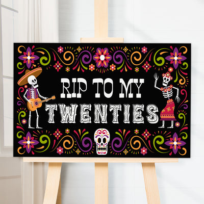 RIP to my Youth Thirties 30s Twenties 20s Mexican Day of the Dead Birthday Party Acrylic Sign