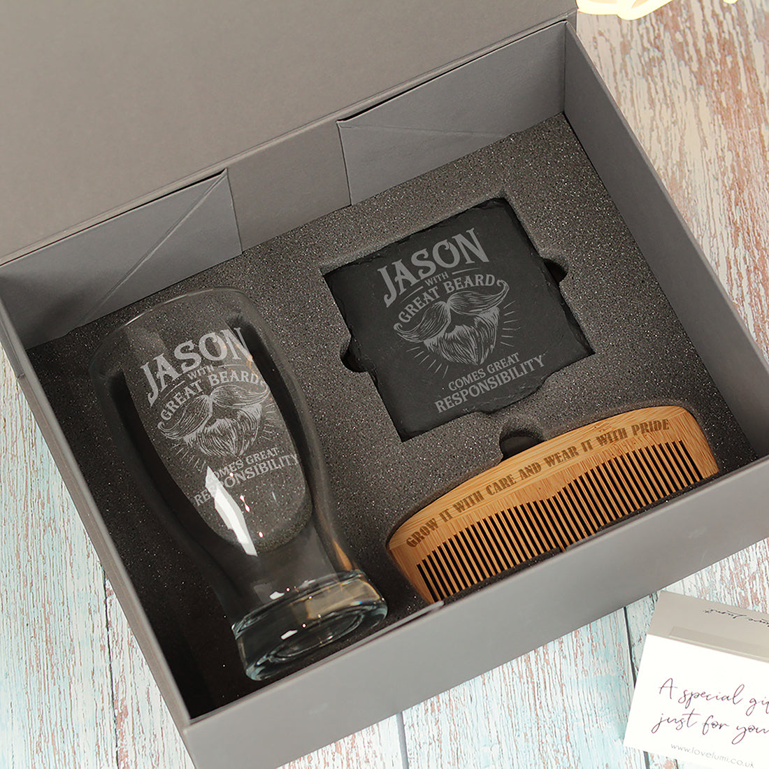 With Great Beard comes great responsibility Pint Glass Gift Set