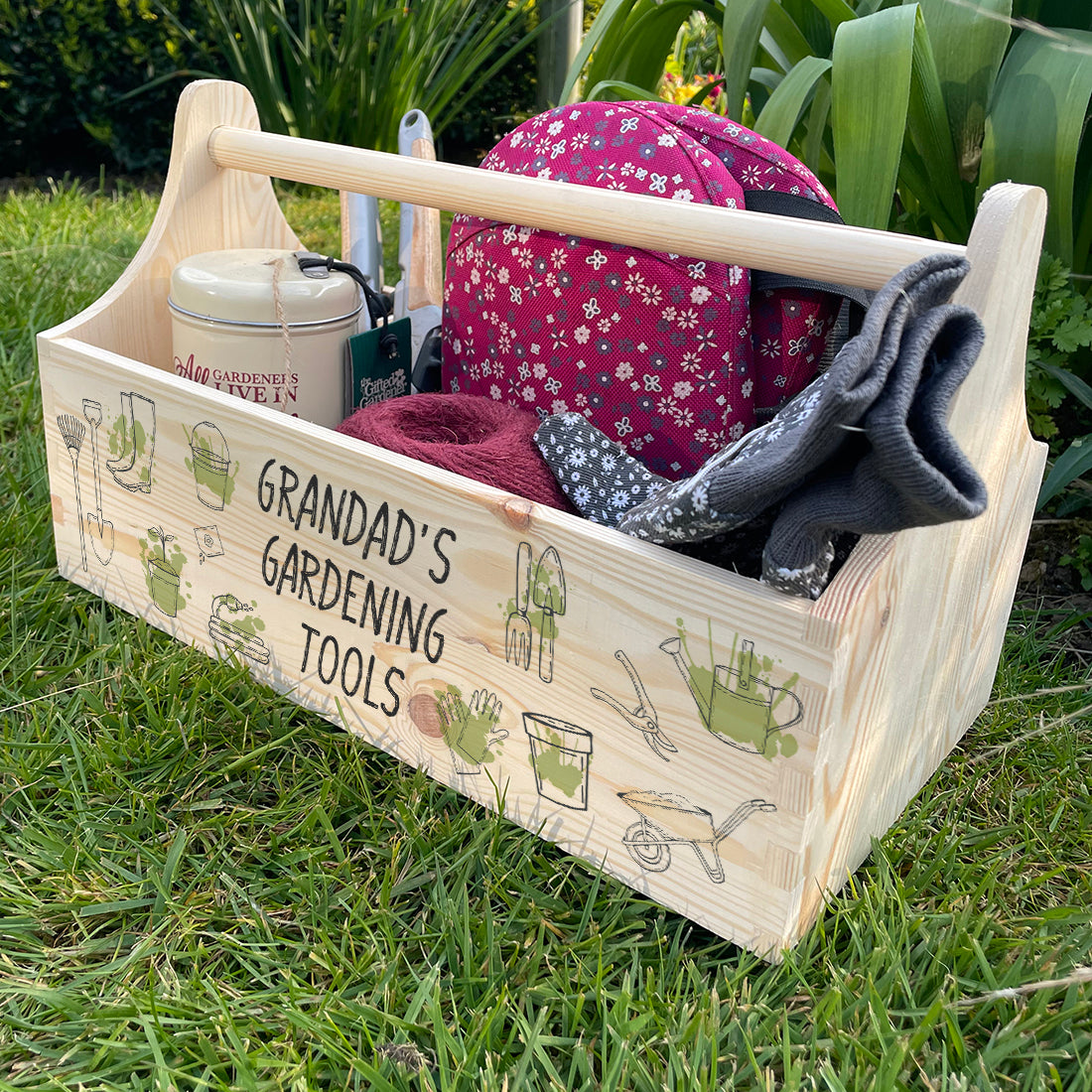 Gardening Tools Father's Day Birthday Treat Hamper Gift Caddy with Handle-Love Lumi Ltd