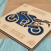 Number 1 Biker Motorcycle Engraved Wooden Greetings Card-Love Lumi Ltd