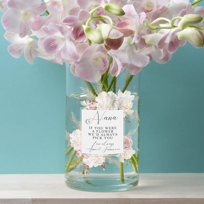 Watercolour Blush Flowers Cylinder Glass Flower Vase-Love Lumi Ltd