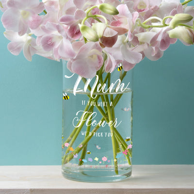 Wildflower Bees and Butterflies Cylinder Glass Flower Vase-Love Lumi Ltd
