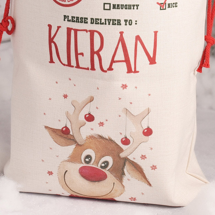 Personalised Rudolph Christmas Gift Sack and Stocking-Love Lumi Ltd