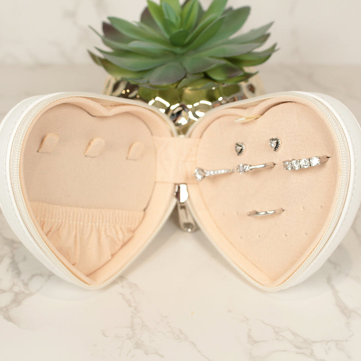 Personalised Floral Name Initials Heart Travel PU Leather Jewellery Storage Box-Love Lumi Ltd