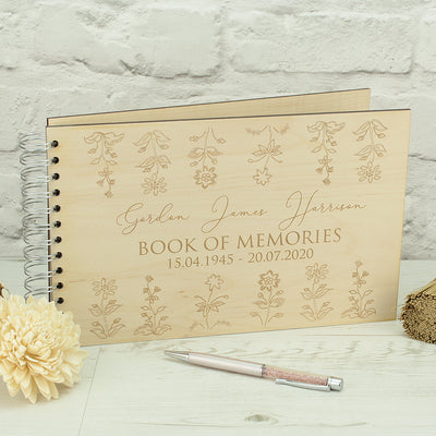 Personalised Wooden Engraved Book of Memories Condolence Guest Book-Love Lumi Ltd