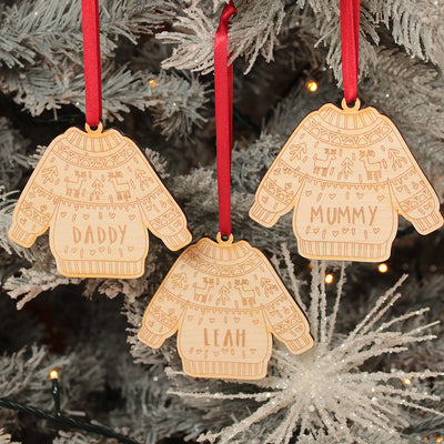 Christmas Jumper Family Wooden Christmas Decoration-Love Lumi Ltd