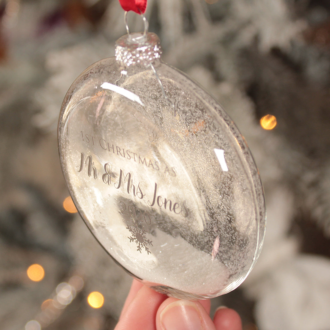 Glass 1st Christmas Married Christmas Glitter Bauble-Love Lumi Ltd