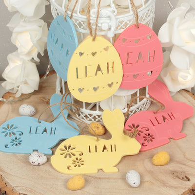 Personalised Pastel Acrylic Easter Bunny Egg Gift Tag Decorations-Love Lumi Ltd