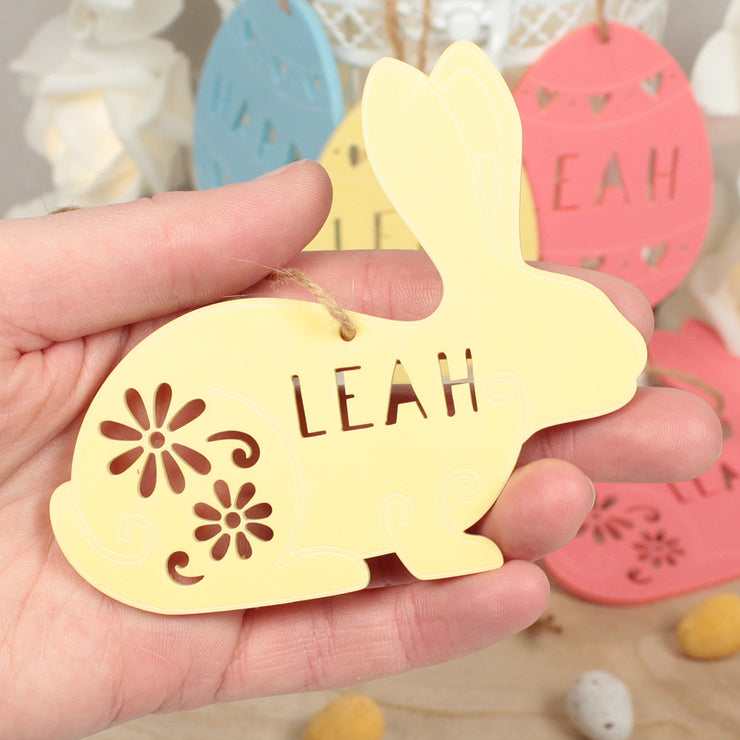 Personalised Pastel Acrylic Easter Bunny Egg Gift Tag Decorations-Love Lumi Ltd