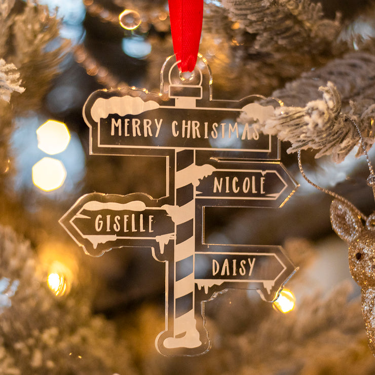 Family North Pole Wooden or Acrylic Hanging Christmas Tree Decoration-Love Lumi Ltd