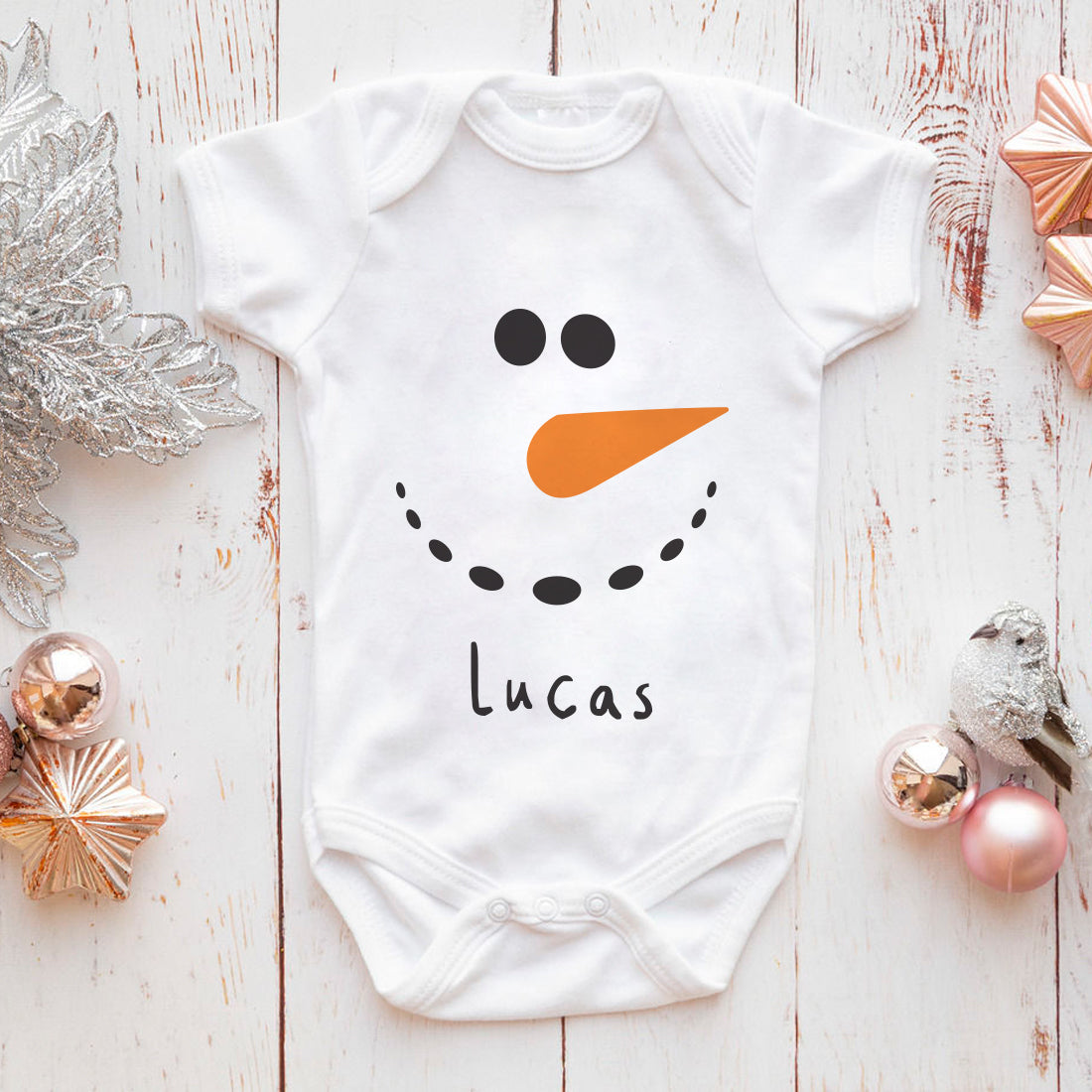 Christmas Smiling Snowman Baby Grow-Love Lumi Ltd