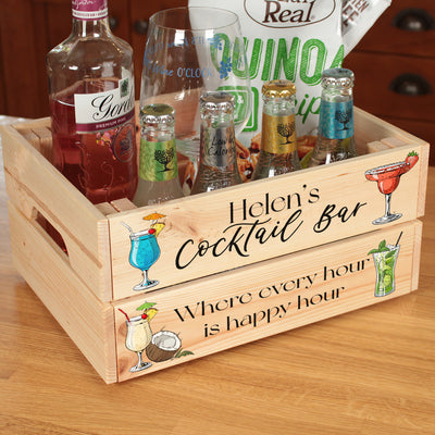 Personalised Cocktail Bar Treat Hamper Gift Crate-Love Lumi Ltd