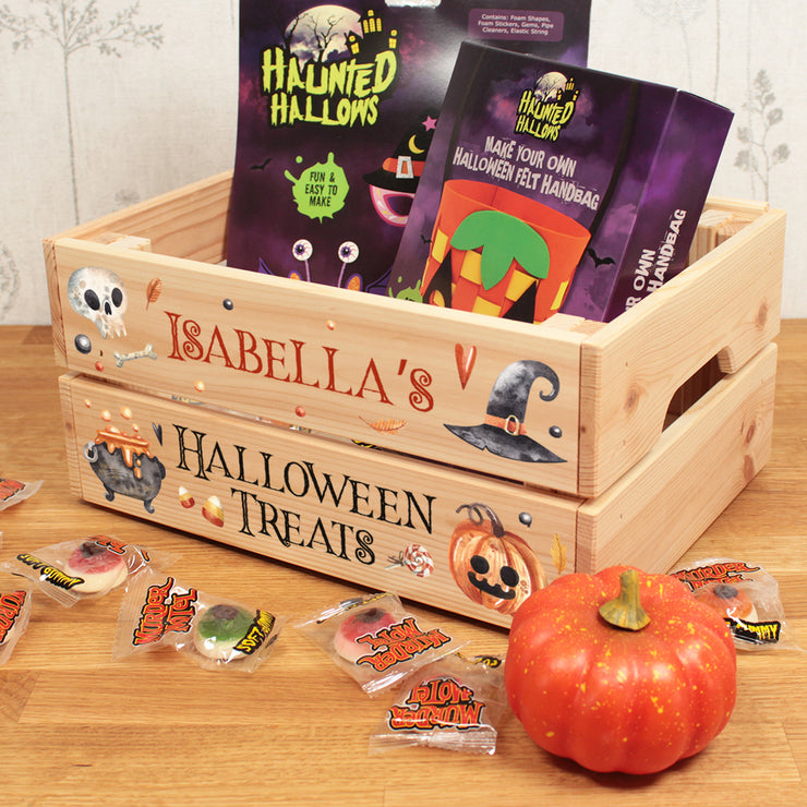 Personalised Halloween Watercolour Theme Trick or Treat Hamper Gift Crate-Love Lumi Ltd