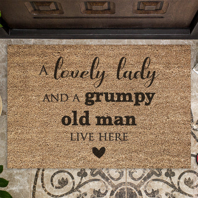 Lovely Lady and Grumpy Old Man Coir Door Mat-Love Lumi Ltd