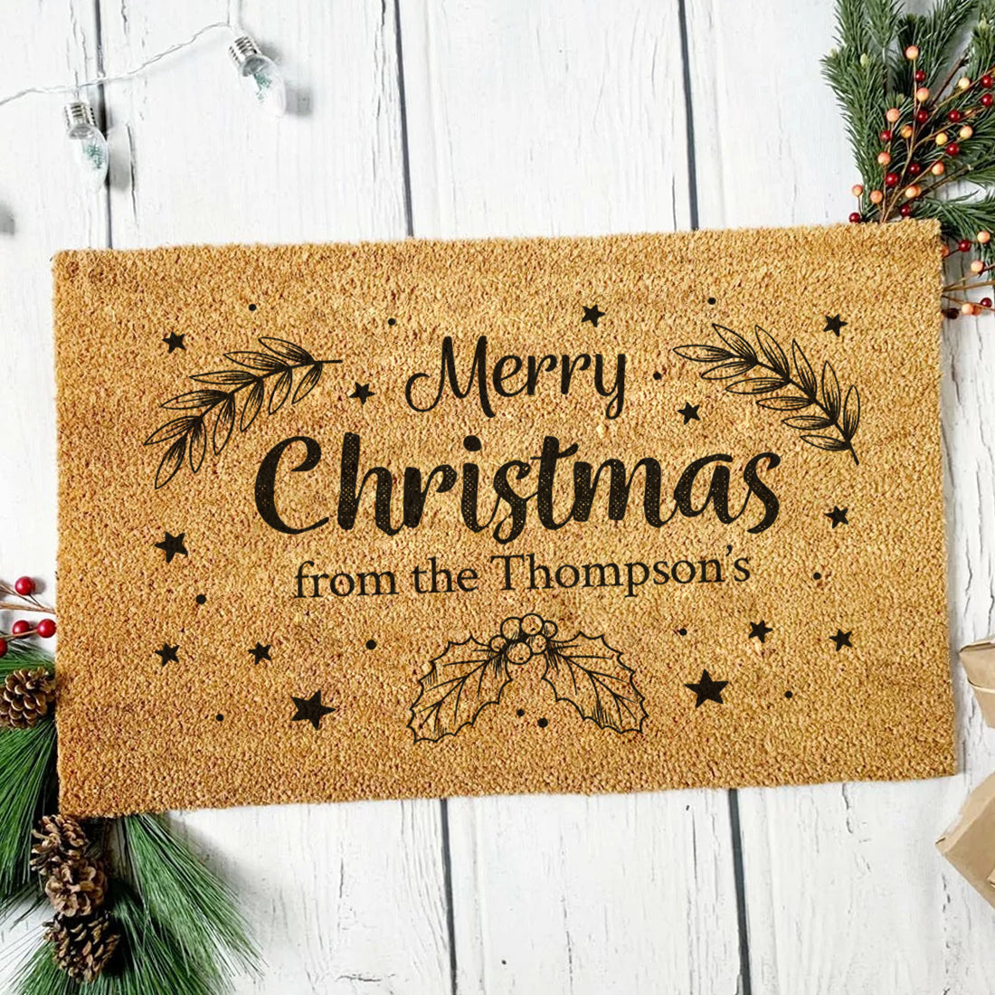 Family Christmas Mistletoe Welcome Doormat-Love Lumi Ltd