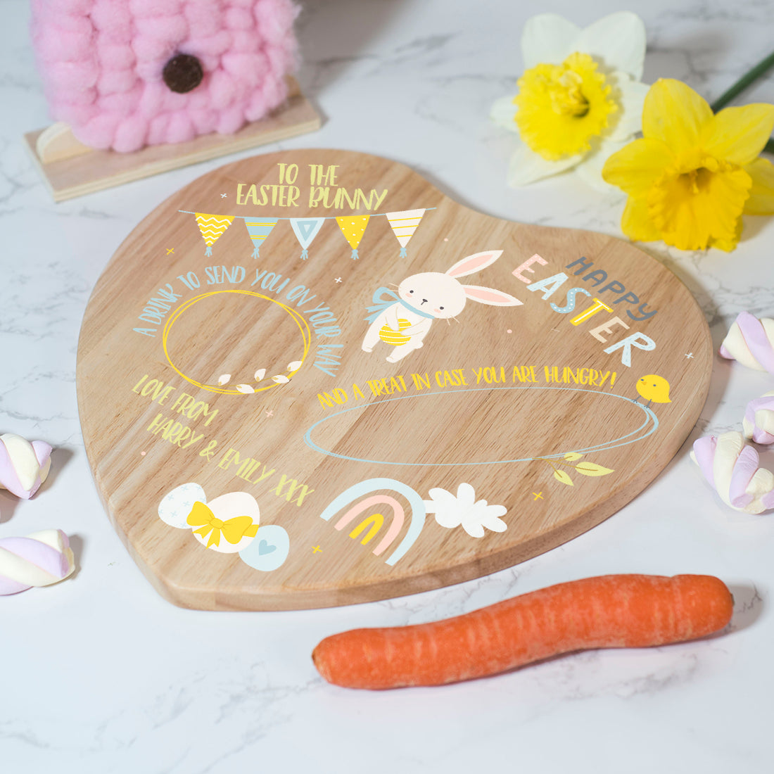 Heart Shaped Pastel Spring Easter Bunny Treat Board-Love Lumi Ltd