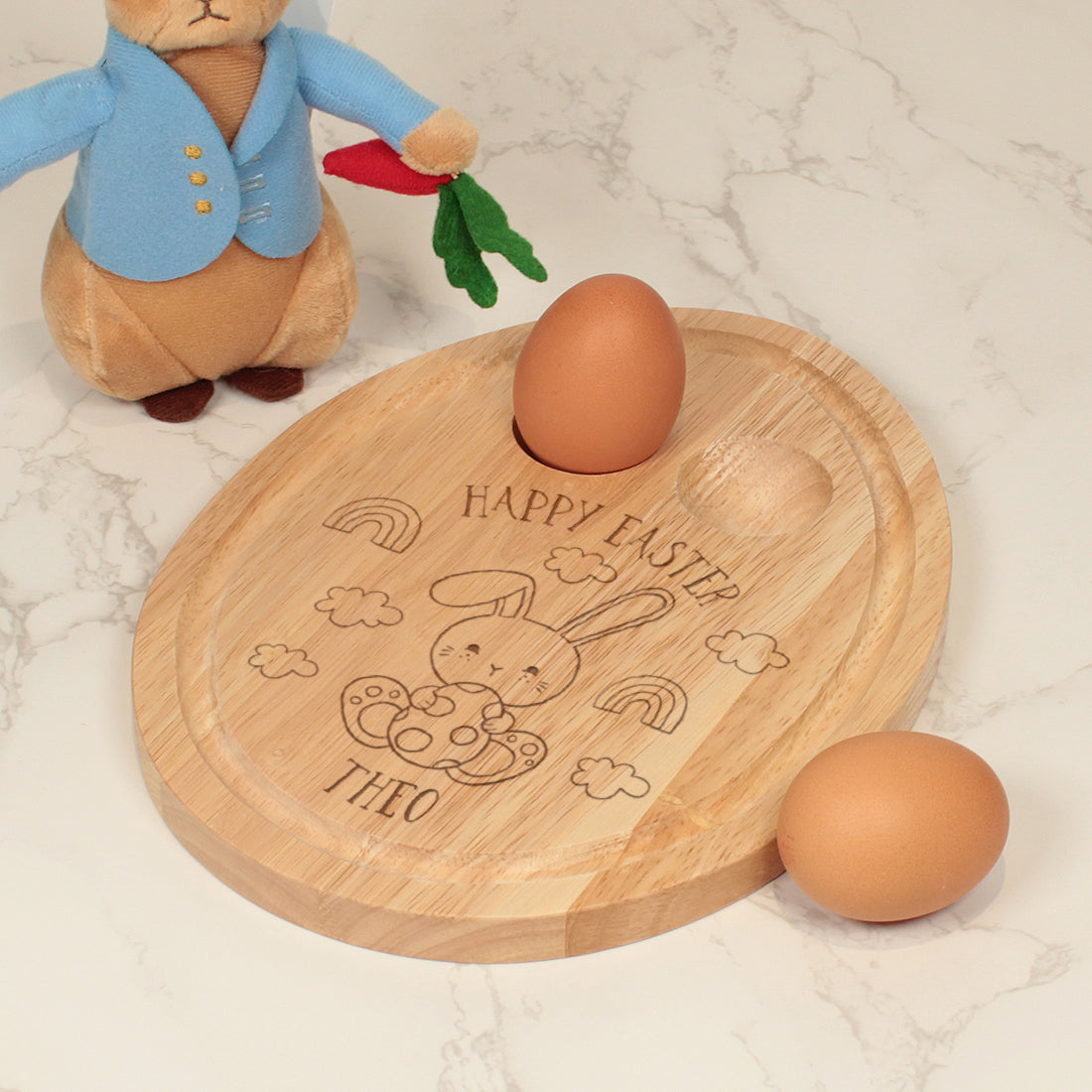 Egg Shaped Bunny and Clouds Easter Dippy Egg Breakfast Board-Love Lumi Ltd