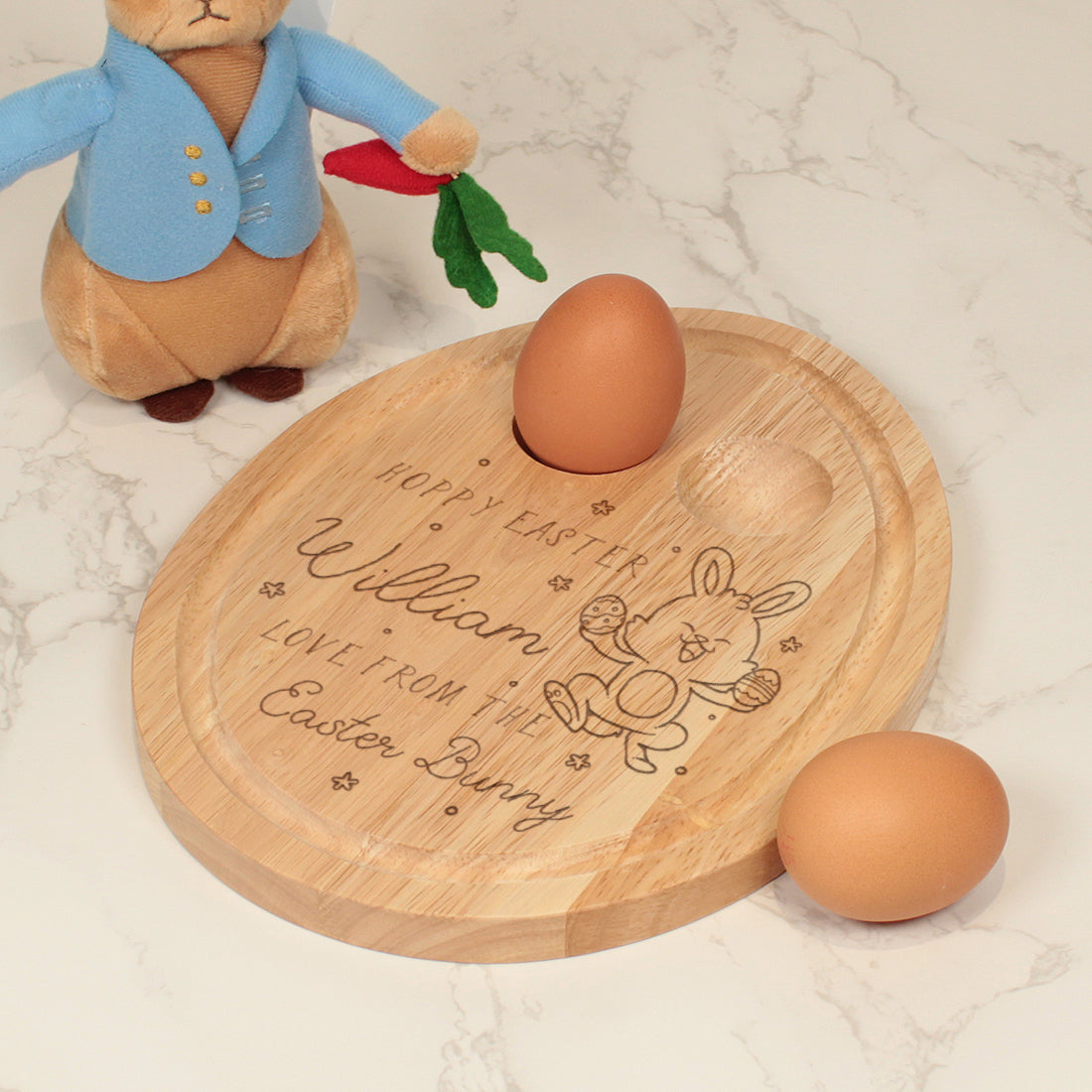 Egg Shaped Hoppy Easter Bunny Dippy Egg Breakfast Board-Love Lumi Ltd