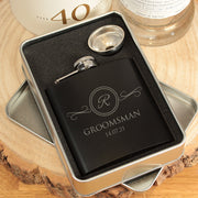 Personalised Initial Ornate Frame Groomsman Gift Hip Flask-Love Lumi Ltd