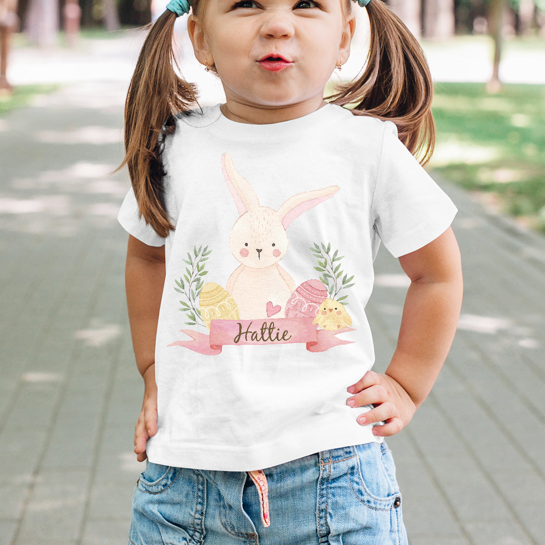 Pastel Easter Bunny and Chick Children's T-Shirt-Love Lumi Ltd
