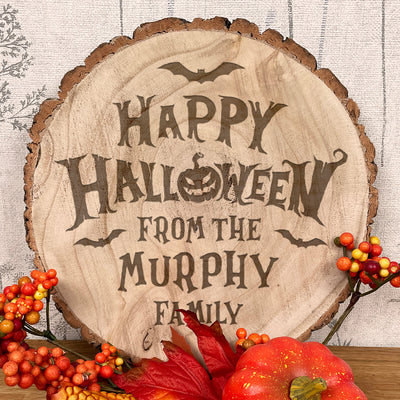 Happy Halloween Tree Log Wood Slice Sign Decoration-Love Lumi Ltd