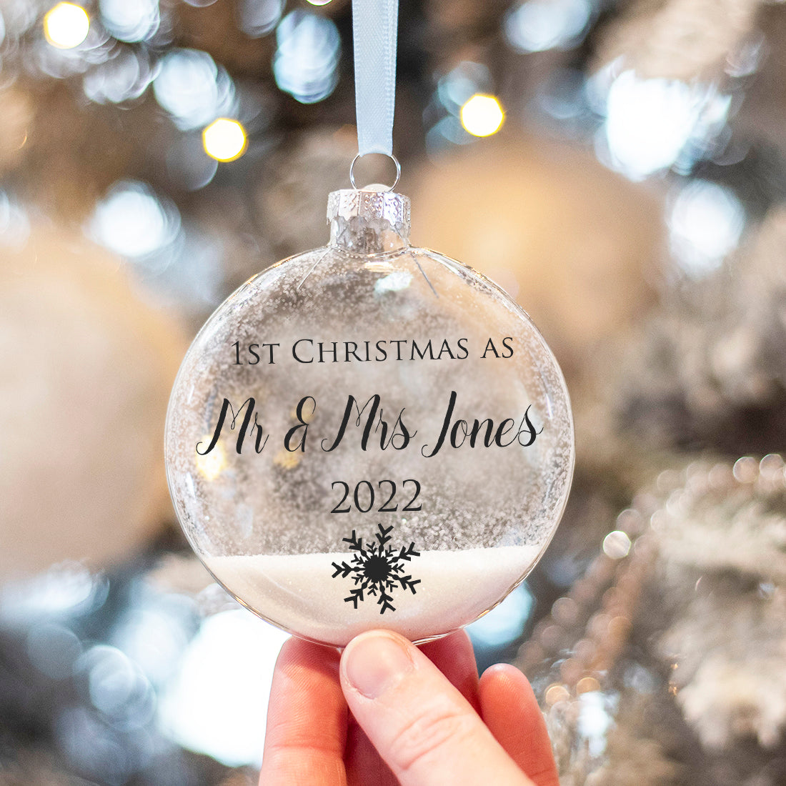 Glass 1st Christmas Married Christmas Glitter Bauble-Love Lumi Ltd