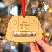 Personalised Games Controller Money Holder Christmas Tree Decoration Bauble-Love Lumi Ltd