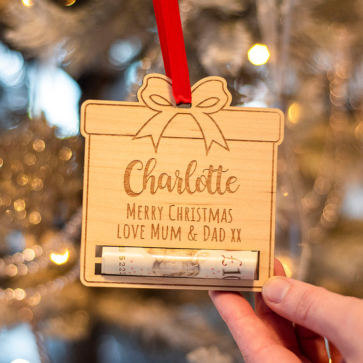 Personalised Present Money Holder Christmas Tree Decoration Bauble-Love Lumi Ltd