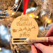 Personalised Santa's Sleigh Money Holder Christmas Tree Decoration Bauble-Love Lumi Ltd