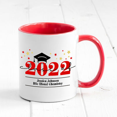 Personalised Graduation Red Handled Mug Gift-Love Lumi Ltd