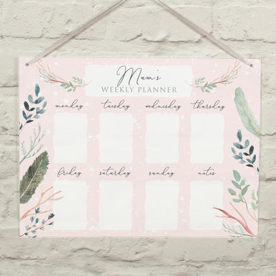 Personalised Watercolour Leaves A3 Wipe Clean Acrylic Weekly Family Wall Planner with Pen-Love Lumi Ltd