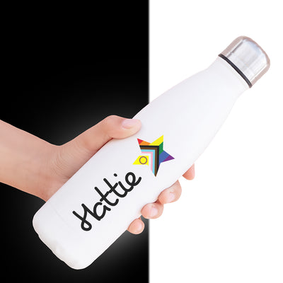 Personalised Progress Pride Intersex LGBTQ+ Star Flag 500ml Water Drinks Bottle-Love Lumi Ltd
