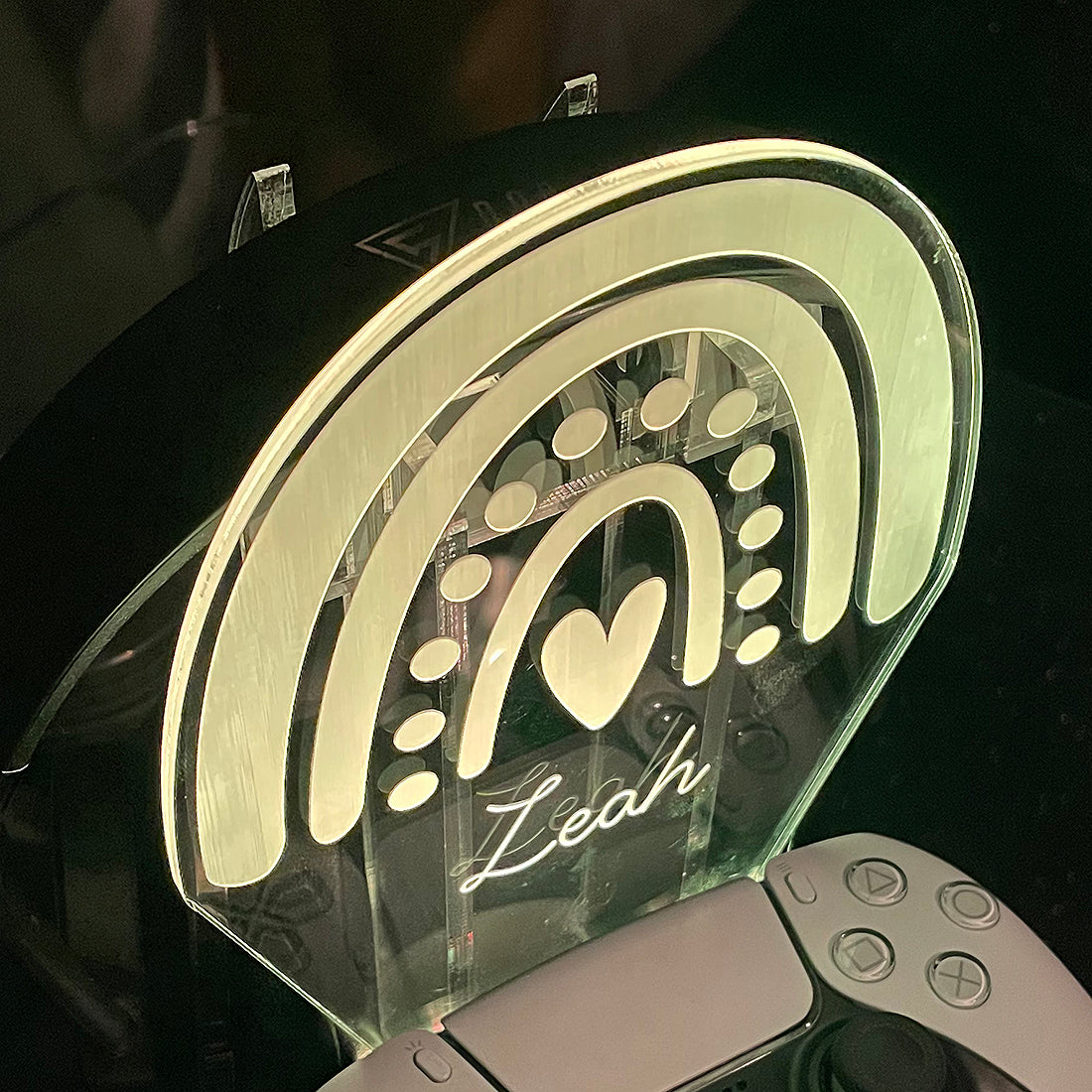 Personalised LED Light Rainbow Controller and Headset Gaming Station with Colour Changing base-Love Lumi Ltd