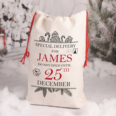 Personalised Special Delivery Christmas Gift Santa Sack and stocking-Love Lumi Ltd