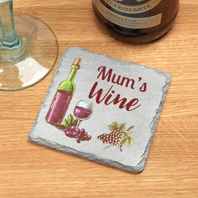Personalised Wine Glass Silver Coated Natural Edged Slate Drinks Coaster-Love Lumi Ltd