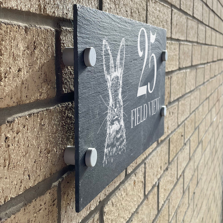 Personalised Country Hare Slate House Number or Name Wall Mounted Sign-Love Lumi Ltd