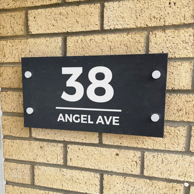 Personalised Contemporary Divide Slate House Number or Name Wall Mounted Sign-Love Lumi Ltd