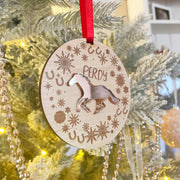 Snowflake Wreath Pet Horse Wood and Acrylic Christmas Tree Decoration-Love Lumi Ltd
