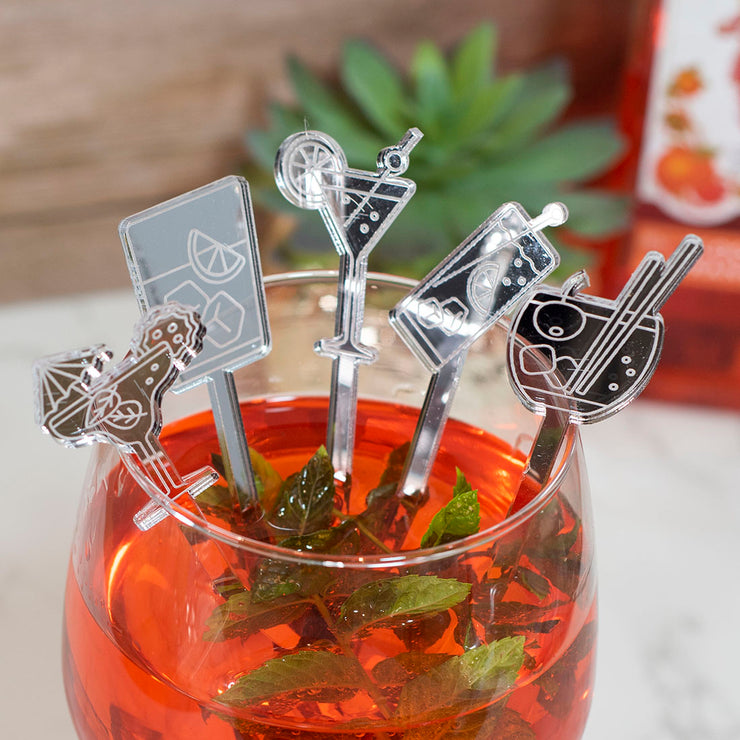 Set of 5 Cocktail Glass Themed Acrylic Drink Stirrers-Love Lumi Ltd