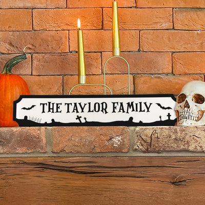 Personalised Spooky Graveyard Halloween Street Sign Decoration-Love Lumi Ltd