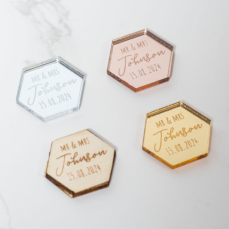Personalised Hexagon Wedding Table Scatter Confetti Favour Decorations-Love Lumi Ltd