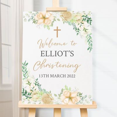 Personalised Floral Christening Event Party Acrylic Welcome Board Sign-Love Lumi Ltd