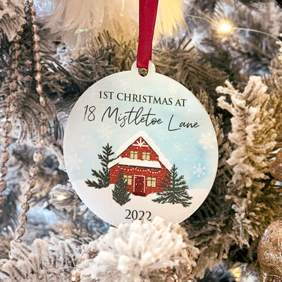 New Home Snow Scene 1st Christmas Acrylic Christmas Tree Decoration Bauble-Love Lumi Ltd