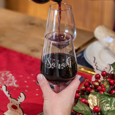 Snowflake Name Christmas Stemmed 365ml Wine Glass-Love Lumi Ltd