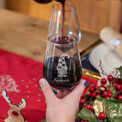 Christmas Gonk Stemmed 365ml Wine Glasses-Love Lumi Ltd