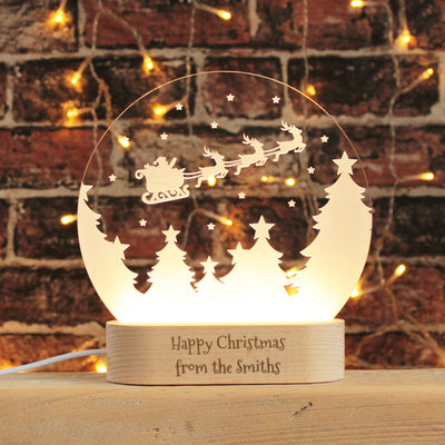 Personalised Snow Globe Santa's Flight Christmas Light Stand-Love Lumi Ltd
