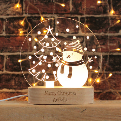 Personalised Snow Globe Snowman Christmas Light Stand-Love Lumi Ltd