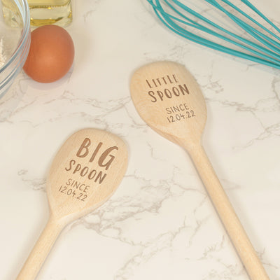Big Spoon Little Spoon Pair of Wooden Baking Spoons-Love Lumi Ltd