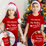 First Christmas as a Family Matching Red T-Shirts and Babygrow