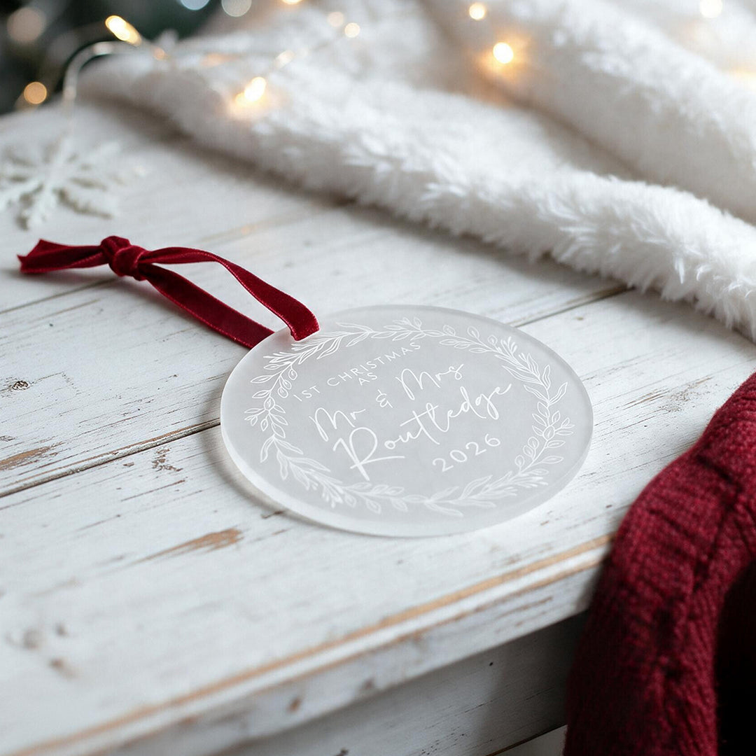 1st Christmas Married Frosted Acrylic Christmas Tree Decoration